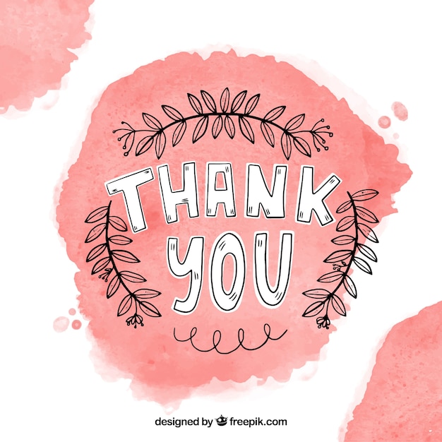 Watercolor stains background with thank you message