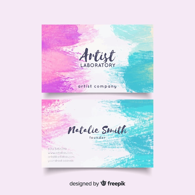 Free vector watercolor stains business card template