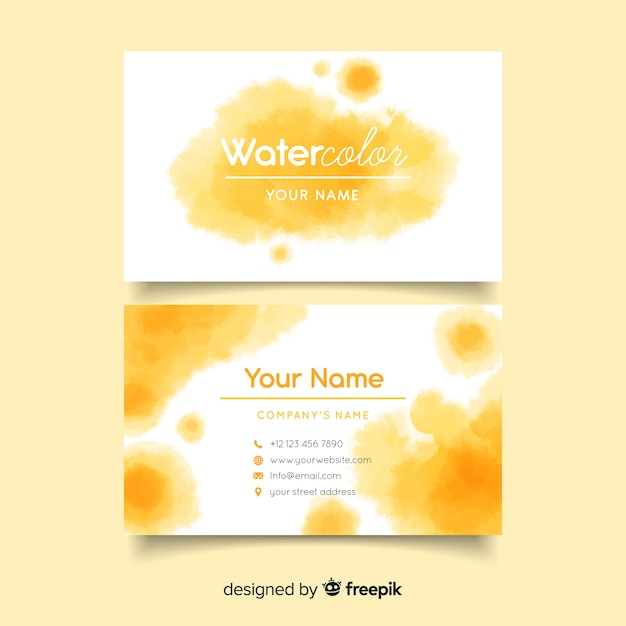 Watercolor stains business card template