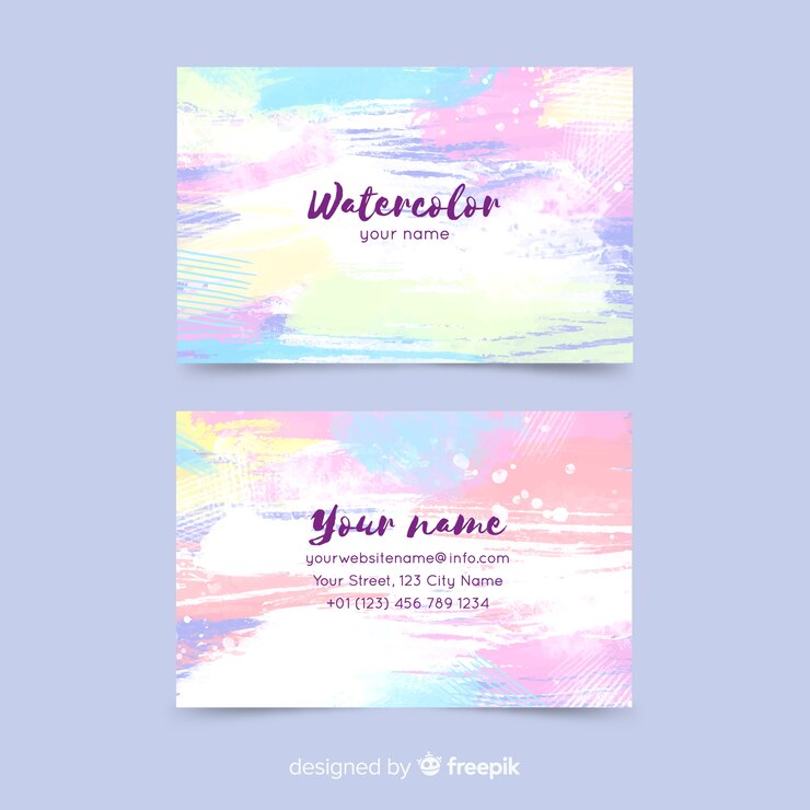 무료 Vector 명함 템플릿-수채화 얼룩