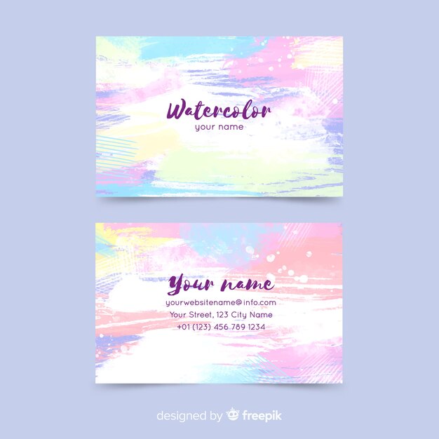 Watercolor stains business card template