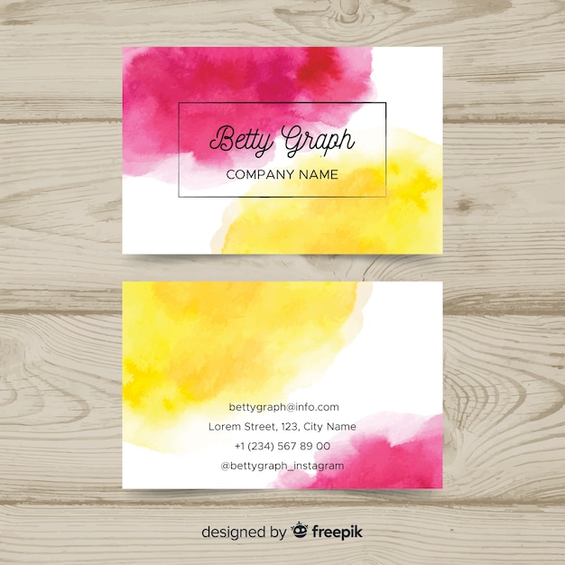 Free vector watercolor stains business card template