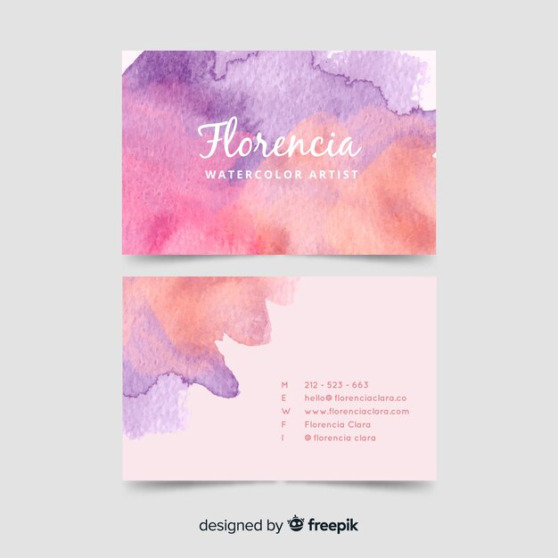 Watercolor stains business card template