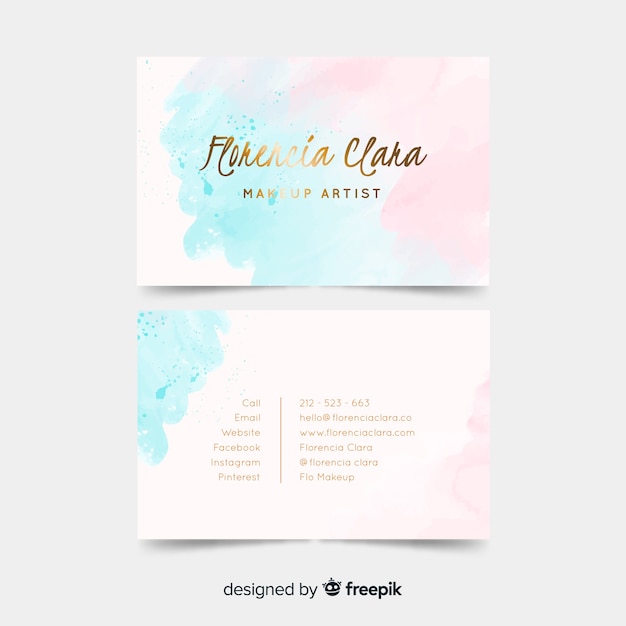 Free vector watercolor stains business card template