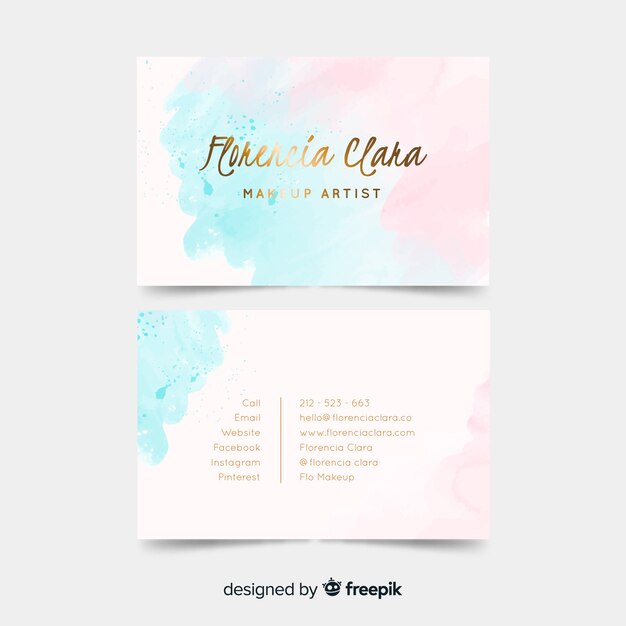 Watercolor stains business card template