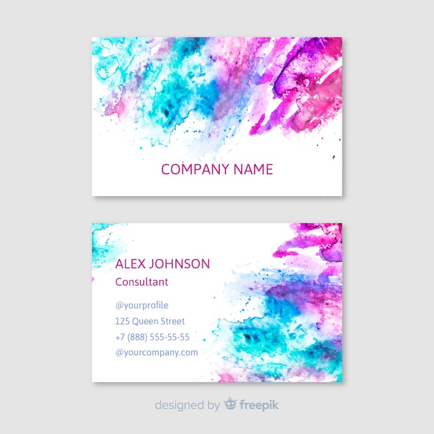 Free vector watercolor stains business card template