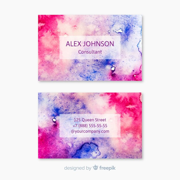 Watercolor stains business card template