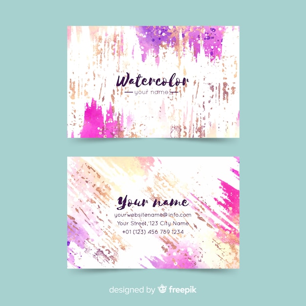 Watercolor stains business card template