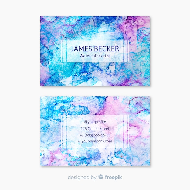 Watercolor stains business card template