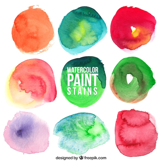 Free vector watercolor stains collection