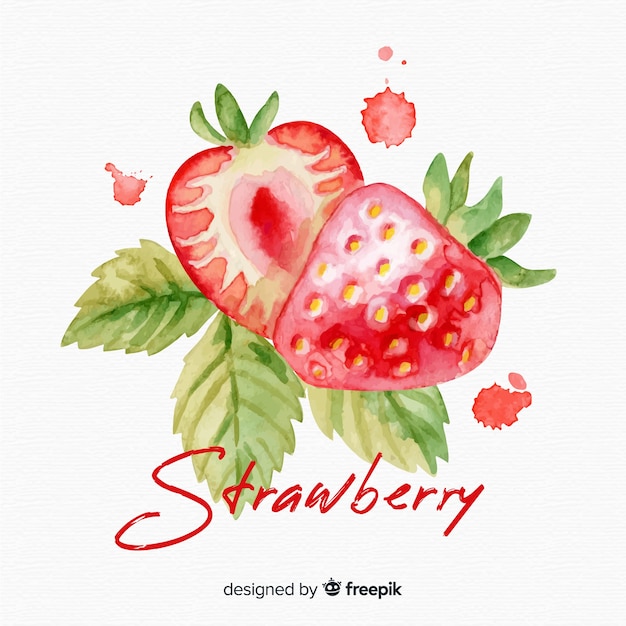 Watercolor strawberries background