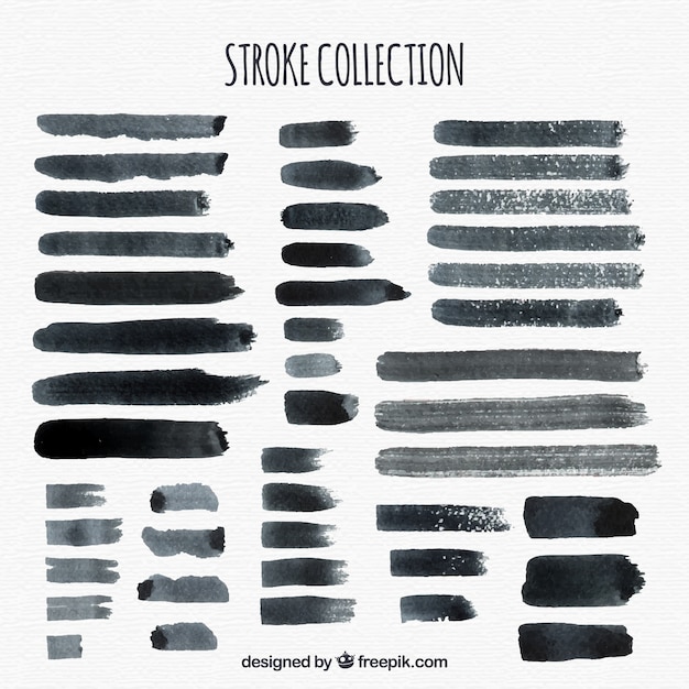 Free vector watercolor strokes collection in black color