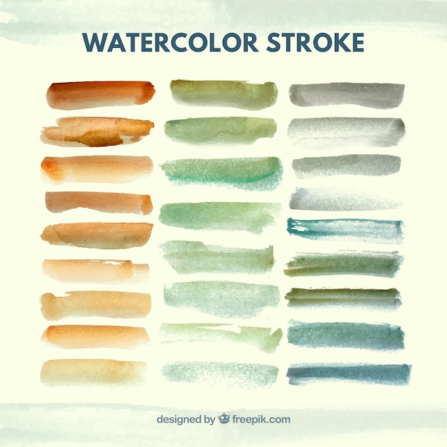 Watercolor strokes collection with many colors
