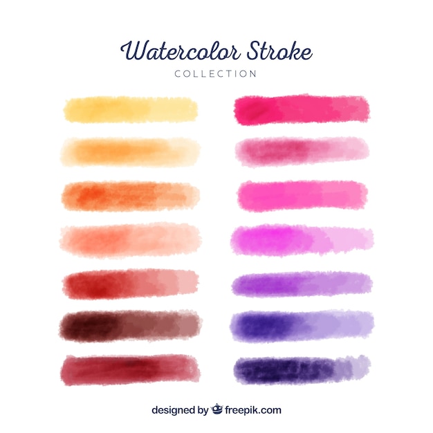 Watercolor strokes collection with many colors