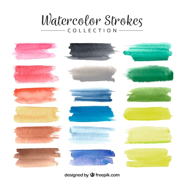 Free vector watercolor strokes collection