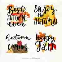 Free vector watercolor style autumn badge collection