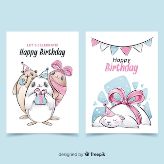 Free Vector | Watercolor style birthday card collection