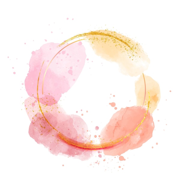 Watercolor style circular golden frame