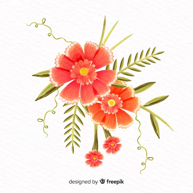 Watercolor style coral flower