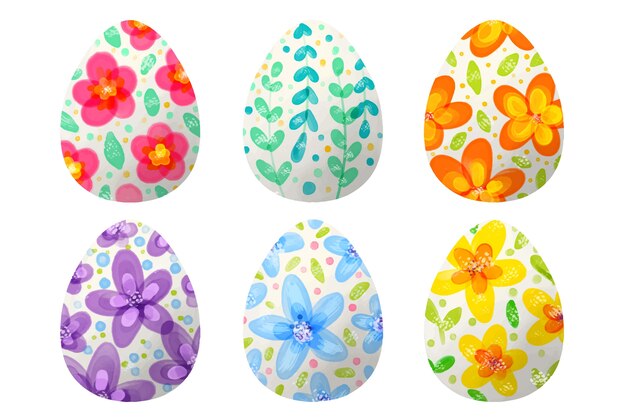 Watercolor style easter day egg set