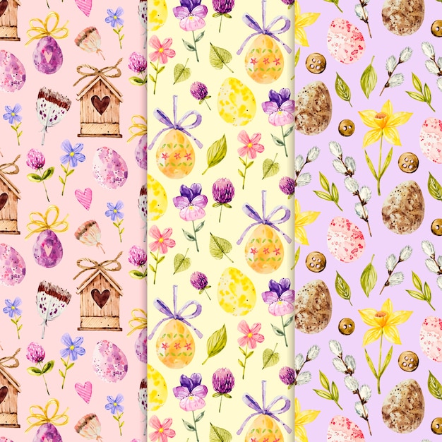 Watercolor style easter day patterns