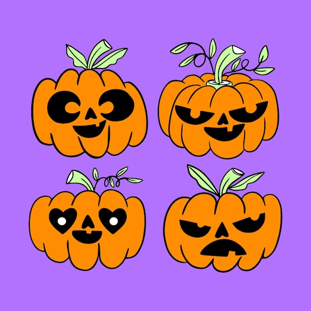 Watercolor style halloween pumpkins