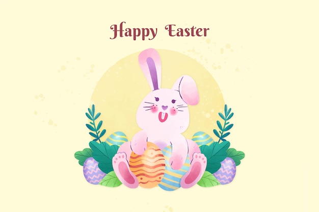 Watercolor style for happy easter day