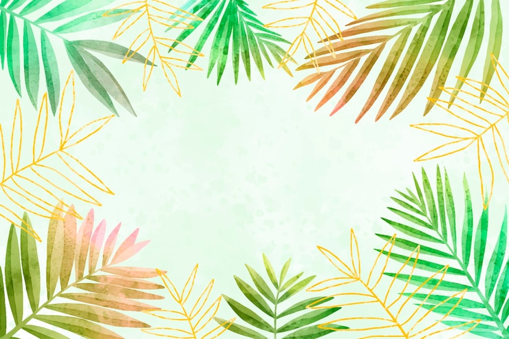 Free Vector watercolor style leaves background with golden foil