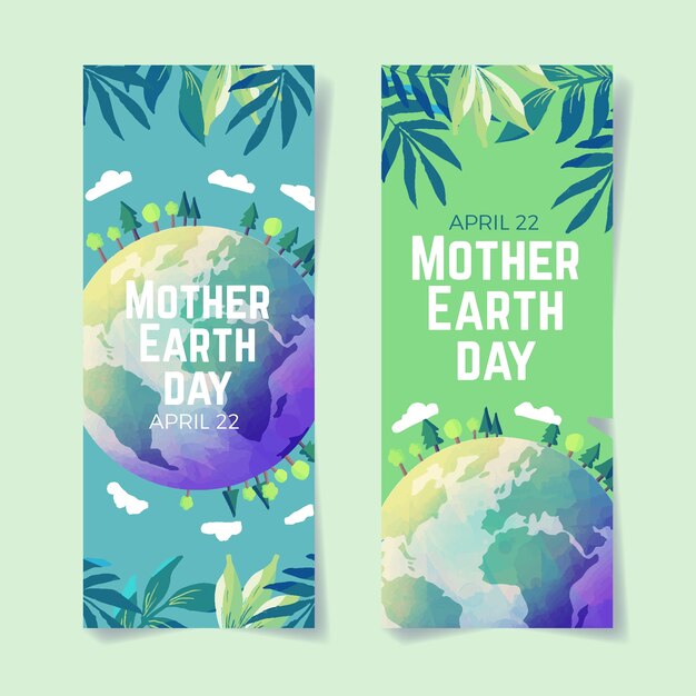 Watercolor style mother earth day banner