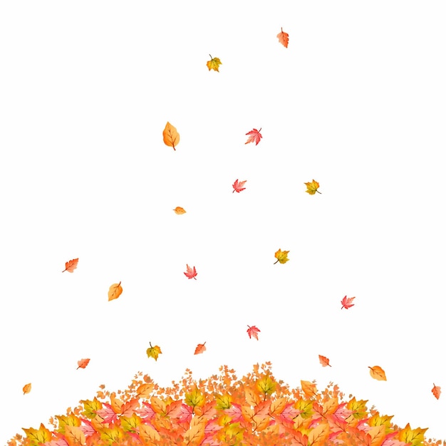 Куча осенних листьев в стиле акварели