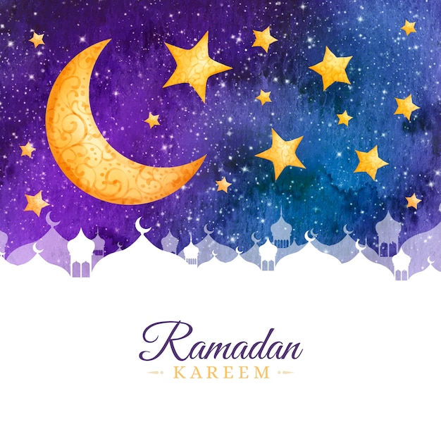 Free vector watercolor style ramadan celebration