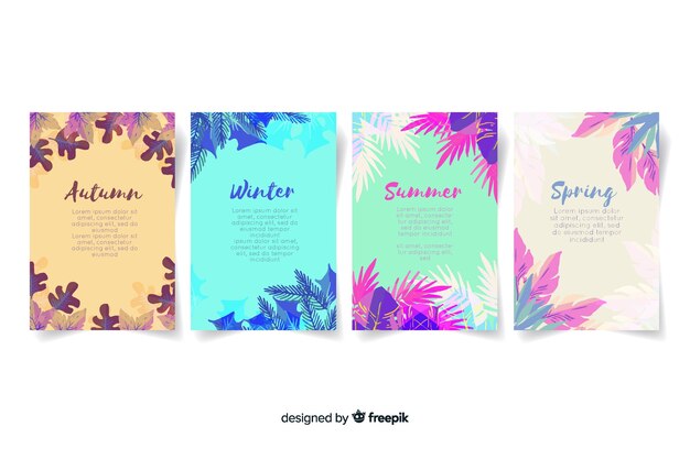 Watercolor style seasonal poster collection