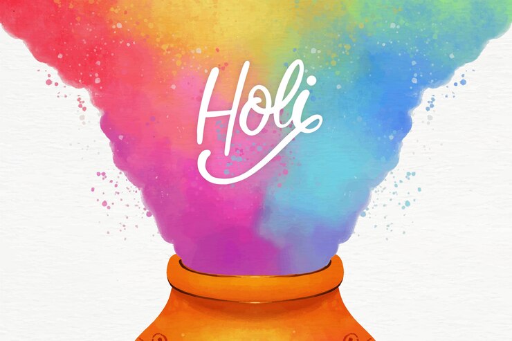 Free Vector watercolor style with colorful holi gulal