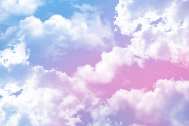 Watercolor sugar cotton clouds background