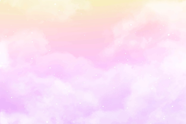 Watercolor sugar cotton clouds background