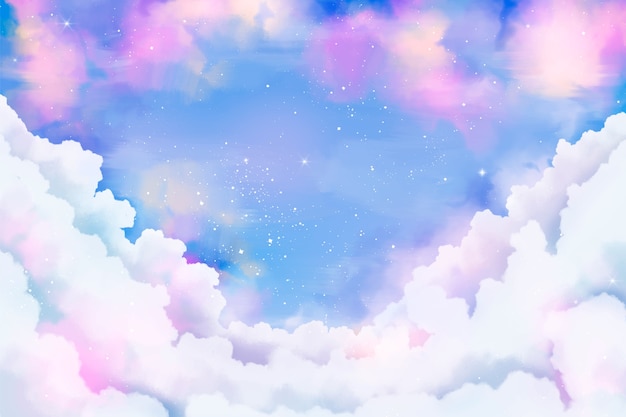 Free vector watercolor sugar cotton clouds background