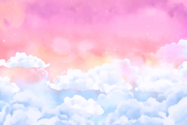 水彩シュガーコットン雲の背景