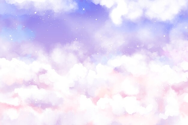 Watercolor sugar cotton clouds background