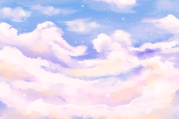 Free vector watercolor sugar cotton clouds background