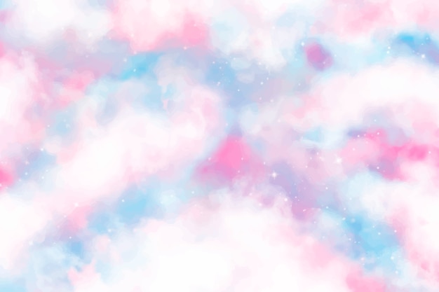 Watercolor sugar cotton clouds background