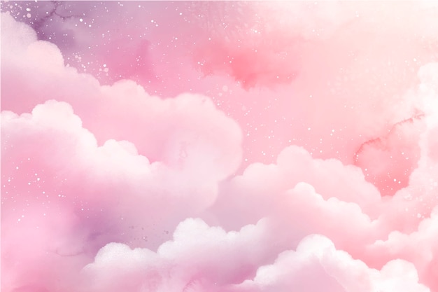 Free vector watercolor sugar cotton clouds background