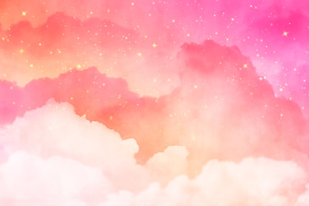 Watercolor sugar cotton clouds background