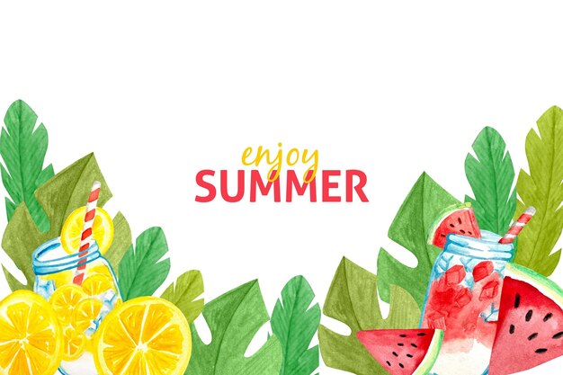 Watercolor summer background concept