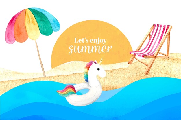 Watercolor summer background concept