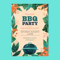 Free vector watercolor summer bbq invitation