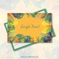 Free vector watercolor summer card template with jungle theme