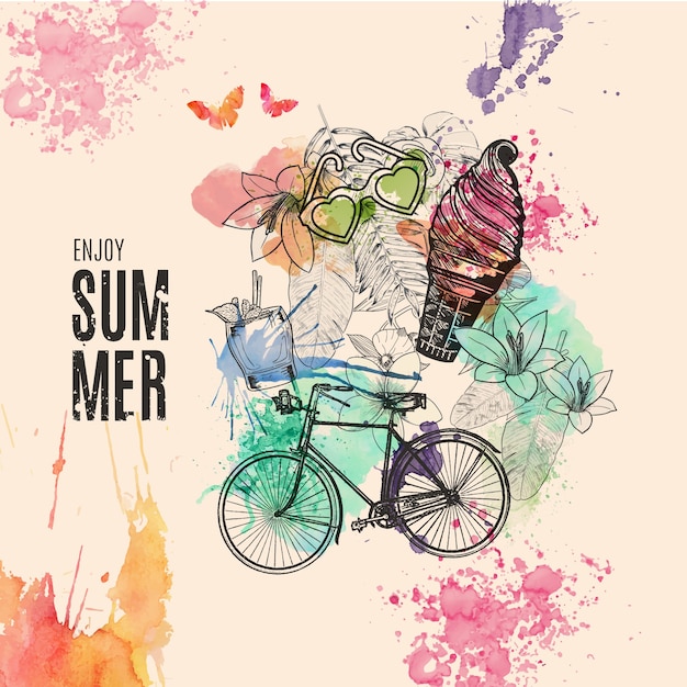 Free vector watercolor summer card