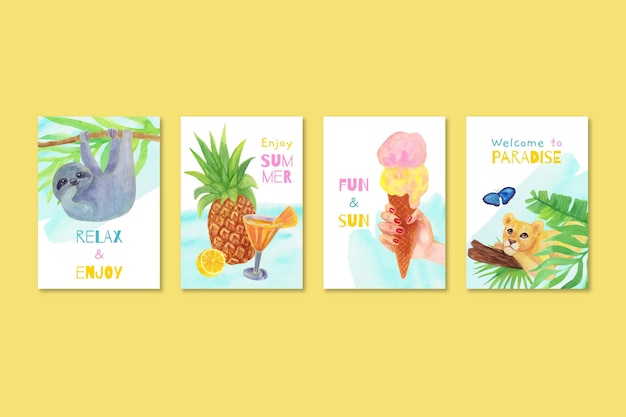 수채화 여름 카드 컬렉션