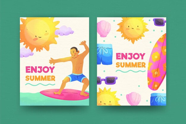 Watercolor summer cards