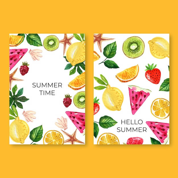 Watercolor summer cards